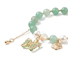 Round Natural Green Aventurine & Shell Pearl Beaded Stretch Bracelet BJEW-TA00191-02-5