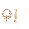 Brass Micro Pave Clear Cubic Zirconia Stud Earring Findings X-KK-T054-51G-NF-3
