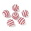 Striped Resin Rhinestone Beads OACR-A037-01H-1