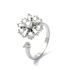 Flower Rotatable Open Cuff Rings for Women RJEW-G333-01F-4