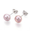 Pearl Ball Stud Earrings EJEW-Q701-01B-02-3