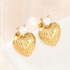304 Stainless Steel Pave Single Cubic Zirconia Heart Stud Earrings for Women SA-CBAB549-04G-2