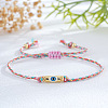 Brass Enamel Evil Eye Beaded Braided Bracelets FU6663-2-1
