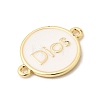 Brass Enamel White Flat Round Links KK-H267-110G-01-2