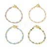 Dyed Natural White Jade & Brass Beaded Bracelets for Women BJEW-JB13678-3