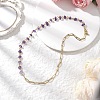 Handmade Natural Amethyst Chip Beads & 304 Stainless Steel Paperclip Chain Necklaces NJEW-JN05499-01-2