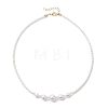 Round Shell Pearl and Electroplated Glass Graduated Beaded Necklaces NJEW-JN05747-4