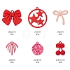 24Pcs 6 Style Deep Pink Series Spray Painted Alloy Pendants FIND-LS0001-61-3