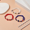 3Pcs 3 Color Evil Eye Lampwork & Glass Seed & Brass Beaded Triple Layer Multi-strand Bracelets Set for Women BJEW-JB09252-2