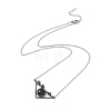 Natural Obsidian Triangle with Flower Pendant Necklace NJEW-P274-01AS-03-2