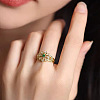 Flower Brass Micro Pave Cubic Zirconia Finger Rings for Women FS-WG0F6E7-01-3