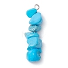 Gradient Color Natural Aquamarine & Natural Lapis Lazuli & Synthetic Turquoise Chip Beaded Pendants PALLOY-JF02791-02-3