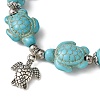 Starfish & Turtle Dyed Synthetic Turquoise Beaded Stretch Bracelets BJEW-JB10925-02-3