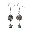 Star Natural Abalone Paua Shell Dangle Earrings EJEW-JE06884-4