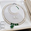 Natural Agate Round Beaded Necklaces & Beaded Bracelets & Dangle Earrings Sets WGE6446-03-1