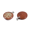 Natural Red Jasper Flat Round Pendants G-Q188-01P-08-2