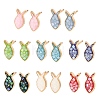 Brass Enamel Fish Stud Earrings EJEW-I322-07G-4