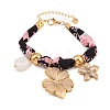 Flower 304 Stainless Steel & Natural Quartz Crystal Charm Bracelets BJEW-P375-01G-4