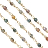 Natural Indian Agate Beaded Round Link Chains AJEW-JB01533-01-2