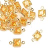 SHEGRACE Brass Pave Cubic Zirconia Square Connector Charms XGRQ2O088-440D-G-1
