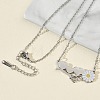 304 Stainless Steel Enamel White Daisy Flower and Heart Pendant Cable Chain Necklaces for Women NJEW-K309-01P-2