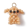 Glass Seed Beaded Dog Pendans PALLOY-MZ01223-01-1