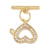 Brass Micro Pave Clear Cubic Zirconia Toggle Clasps KK-N254-69G-3