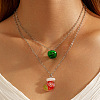 Resin Christmas Bell Pendant Double Layer Iron Chain Necklaces for Women FS-WG028A7-02-1