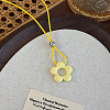 Alloy Flower Pendant Adjustable Waxed Cord Long Necklaces for Women WG0DEE3-05-1