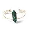 Brass Wire Wrapped Synthetic Malachite Hexagon Point Cuff Bangles for Women BJEW-L719-01G-06-1-4