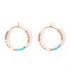 Bohemian Style Handmade Glass Seed Beads Hoop Earrings HV2555-2-1