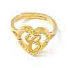 Real 18K Gold Plated Brass Alphabet Adjustable Rings RJEW-M139-18C-2