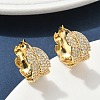 Leaf Brass Micro Pave Clear Cubic Zirconia Hoop Earrings EJEW-C182-06G-1