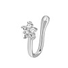 Flower Brass Micro Pave Clear Cubic Zirconia Clip-on Nose Septum Rings WG32032-21-1