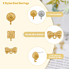 48Pcs 6 Style Half Round & Bowknot & Rectangle Alloy Stud Earring Findings FIND-DC0003-22-3