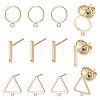 12Pcs 3 Style Brass Stud Earring Findings with Loop DIY-BBC0001-03-1