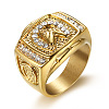 304 Stainless Steel Micro Pave Clear Cubic Zirconia Finger Rings for Men FS-WGEF432-03-1