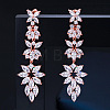 Brass Micro Pave Clear Cubic Zirconia Dangle Stud Earrings WGD9558-02-1