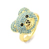 Bear Brass Micro Pave Cubic Zirconia Open Cuff Ring for Women RJEW-U003-22A-G-1