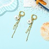 Flat Round 304 Stainless Steel Tassel Hoop Earrings EJEW-JE07009-1