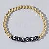 Stylish Brass & Acrylic Word Beaded Stretch Bracelets Trendy for Unique Look QS6453-12-1