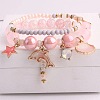 2Pcs 2 Styles Plastic & Glass Beaded Stretch Bracelets FS-WGE3E77-01-2