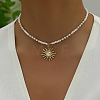 Glass and CCB Plastic Beaded Alloy Pendant Necklace FS-WG08D0F-02-1-1