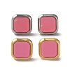 6 Pair 2 Color Square Acrylic Stud Earrings EJEW-A024-03A-2