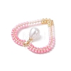 Brass Glass Seed Beaded Heart Pendants PALLOY-MZ01103-4