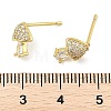 Brass Micro Pave Clear Cubic Zirconia Stud Earrings EJEW-R016-26G-13-5