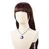 Blue Lampwork Evil Eye Pendant Necklace with Waxed Cord for Women NJEW-JN03955-04-3
