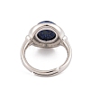 Natural Lapis Lazuli Round Adjustable Rings RJEW-K271-04P-11-4