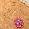 Ocean Beach Zinc Alloy Hot Pink Octopus Pendant Necklaces for Women JW6397-3