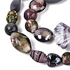 Handmade Foil Glass with Gold Sand Lampwork Beads Strands FOIL-Q002-08B-3